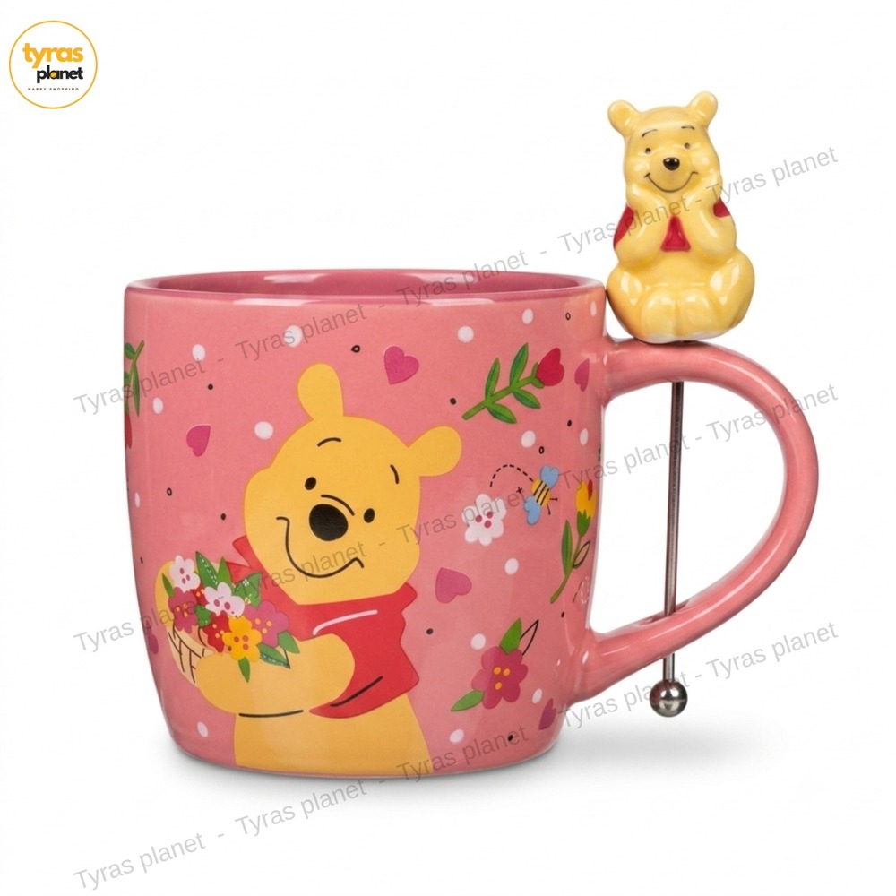 Disney Winnie the Pooh‎ Bouquet Flowers Stirrer Mug Pink 18 oz Zrike Disney